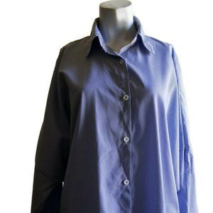 Women's Kameya Shirt Size XXXL Blue White Stripes Button Front 100% NWT